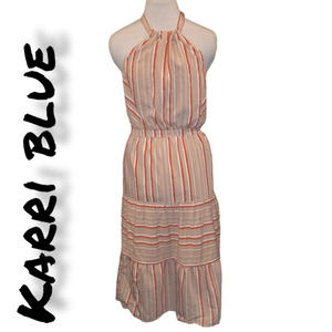 Kaari Blue Pink Striped Halter Dress